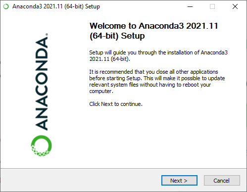 anacoda installer welcome
