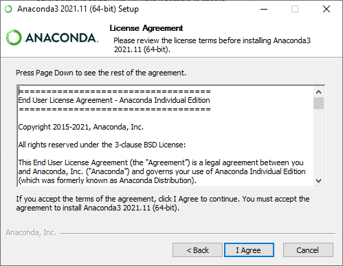 anacoda installer license agreement