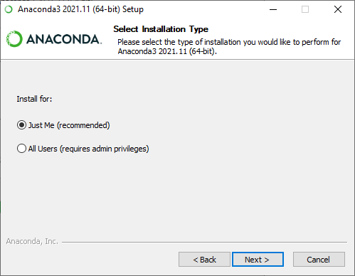 anacoda installer installation type